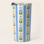 Cup of Tea Floral - Multi-color on White Travel Mug Gallery Image 3