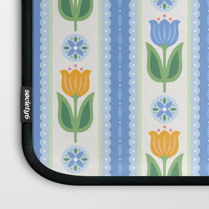 Cup of Tea Floral - Multi-color on White Laptop Sleeve Gallery Image 3