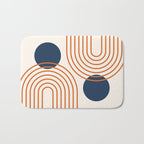 Mid Century Modern Geometric 195 in Navy Blue Orange Bath Mat Gallery Image 1