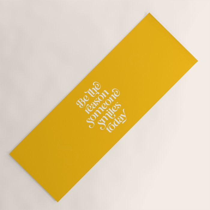 Motivational words smile today yellow Yoga Mat Gallery Image 1