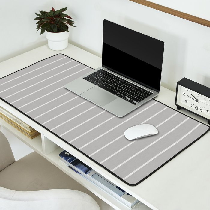 Modern Boho Serenity Stripes Soft Grey  Desk Mat Gallery Image 2