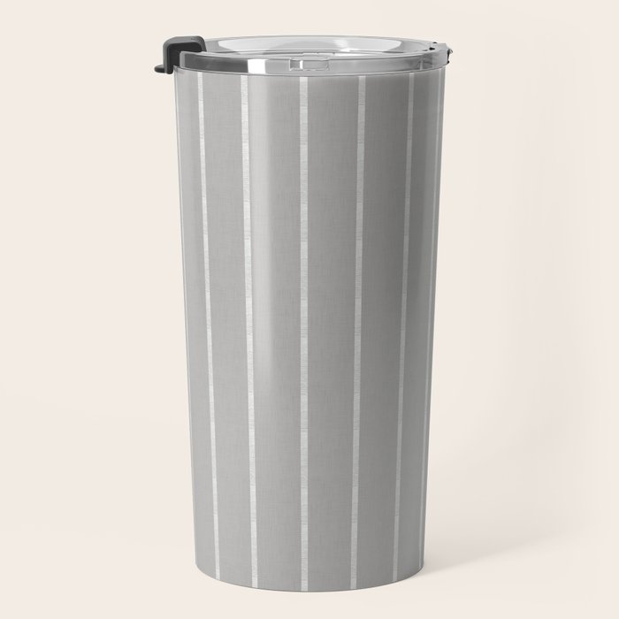 Modern Boho Serenity Stripes Soft Grey  Travel Mug Gallery Image 3
