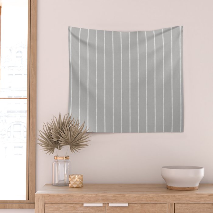Modern Boho Serenity Stripes Soft Grey  Wall Tapestry Gallery Image 2