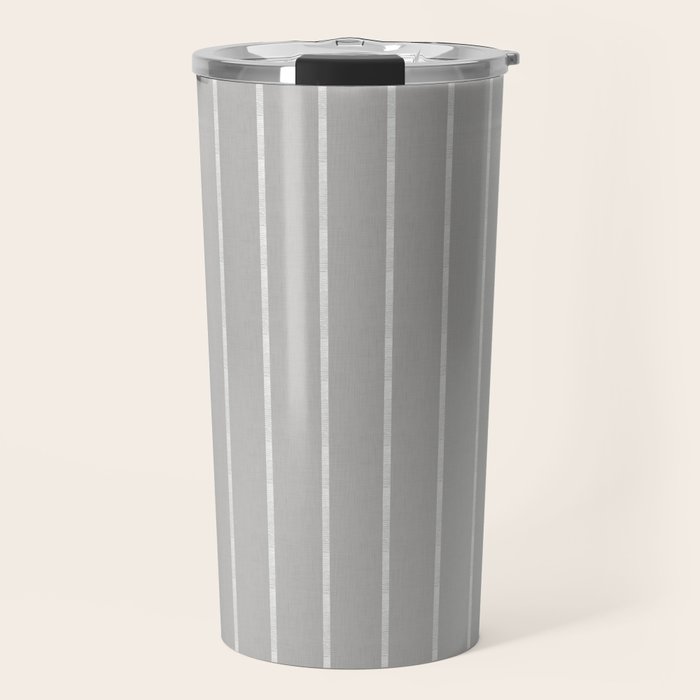Modern Boho Serenity Stripes Soft Grey  Travel Mug Gallery Image 1