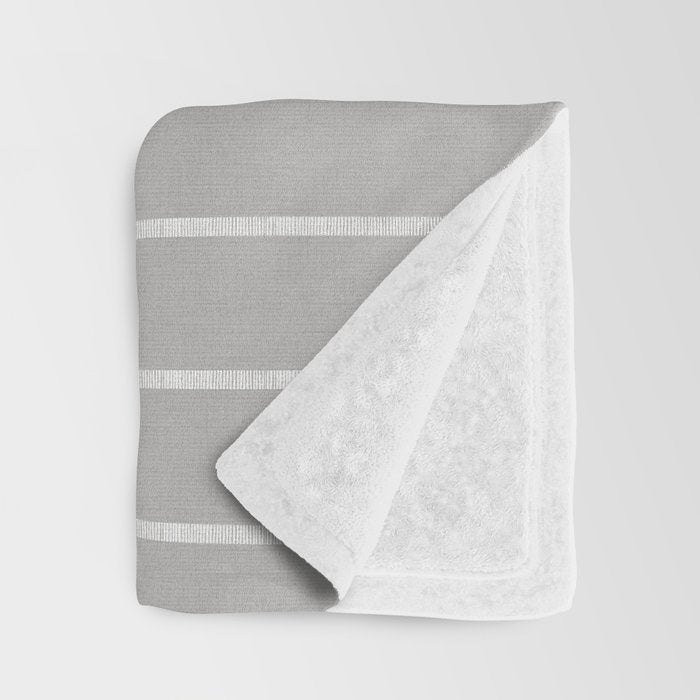 Modern Boho Serenity Stripes Soft Grey  Throw Blanket Gallery Image 3