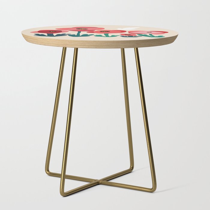 Poppy flowers and bird Side Table Gallery Image 1