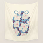 Blue Floral Folk Vase Wall Tapestry Gallery Image 4