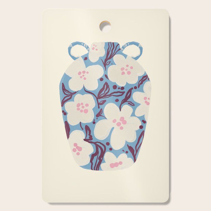 Blue Floral Folk Vase Cutting Board Gallery Image 1
