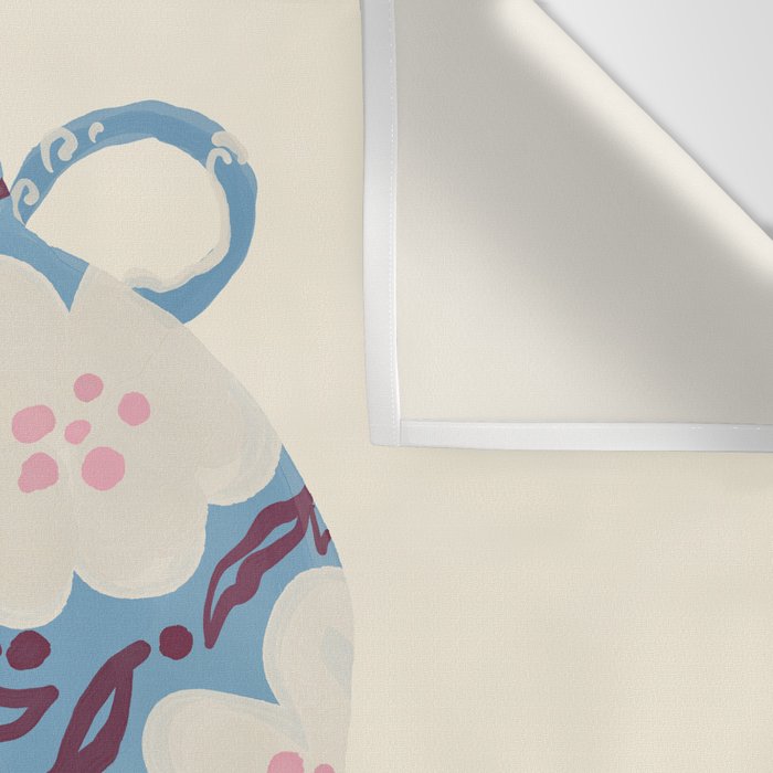 Blue Floral Folk Vase Wall Tapestry Gallery Image 3