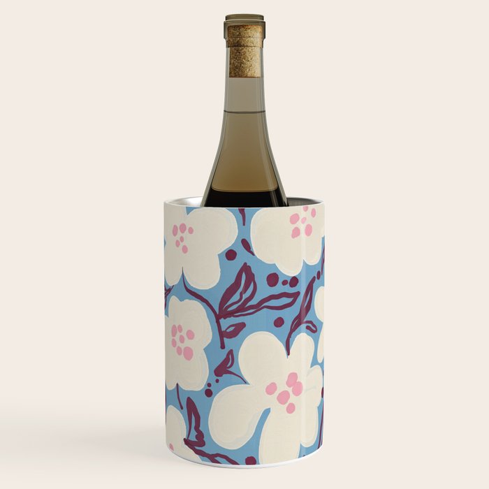 Blue Floral Folk Vase Wine Chiller Gallery Image 1
