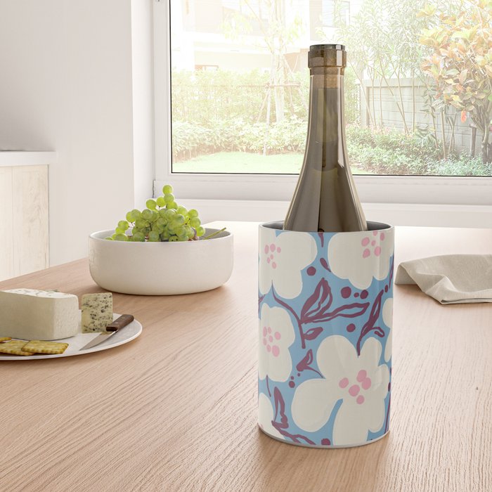 Blue Floral Folk Vase Wine Chiller Gallery Image 4