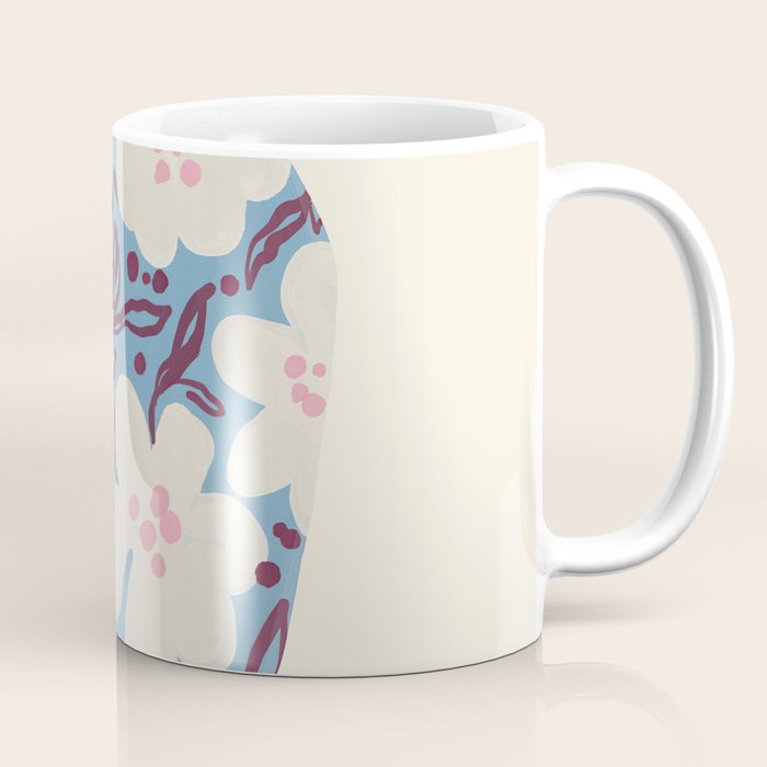Blue Floral Folk Vase Coffee Mug Gallery Image 1