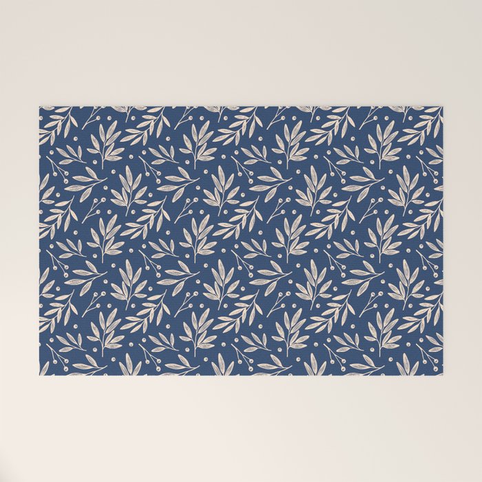 Botanic Pattern - Navy Welcome Mat Gallery Image 1