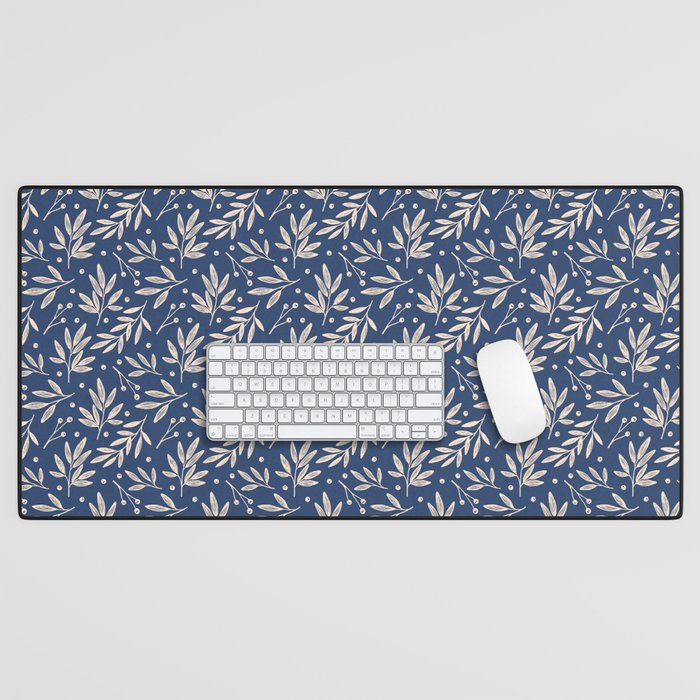 Botanic Pattern - Navy Desk Mat Gallery Image 1