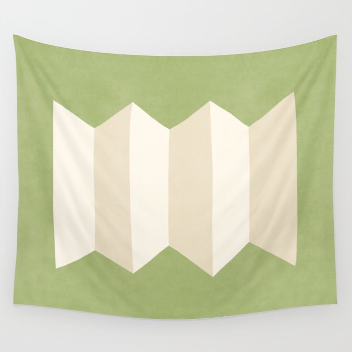 Geometric Vase - White Ivory on Green  Wall Tapestry Gallery Image 4