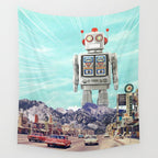 Robot in Town Wall Tapestry Gallery Image 4