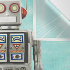 Robot in Town Wall Tapestry Gallery Image 3