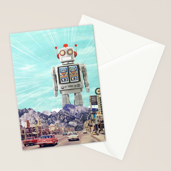 Robot in Town Stationery Card Gallery Image 2