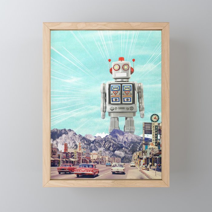 Robot in Town Mini Art Print Gallery Image 1