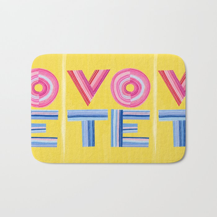 Vote Hand Lettering on Yellow Watercolor Background Bath Mat Gallery Image 1