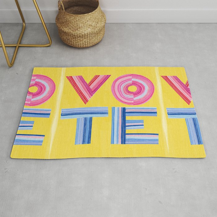 Vote Hand Lettering on Yellow Watercolor Background Rug Gallery Image 1