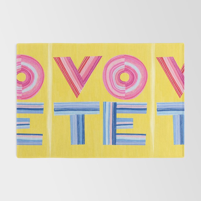 Vote Hand Lettering on Yellow Watercolor Background Rug Gallery Image 2