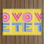 Vote Hand Lettering on Yellow Watercolor Background Outdoor Rug Gallery Image 1