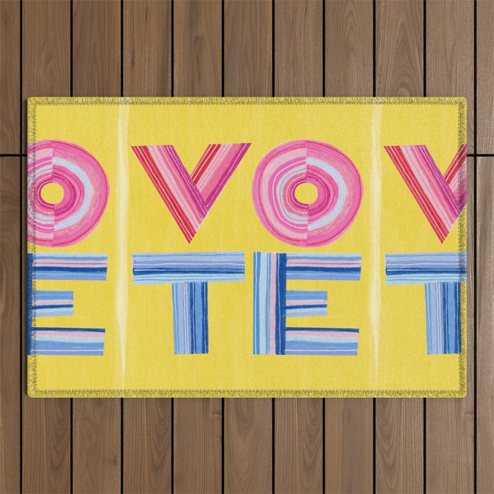 Vote Hand Lettering on Yellow Watercolor Background Outdoor Rug Gallery Image 1