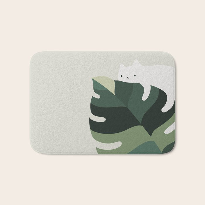 Cat and Plant 12A Bath Mat Gallery Image 1