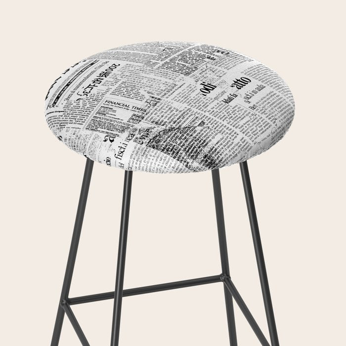 Black And White Collage Of Grunge Newspaper Fragments Stool Gallery Image 2