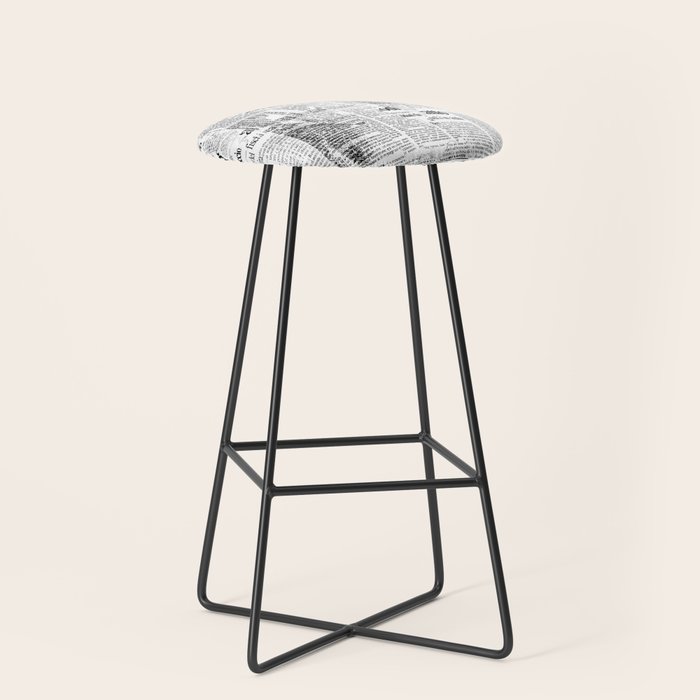Black And White Collage Of Grunge Newspaper Fragments Stool Gallery Image 1