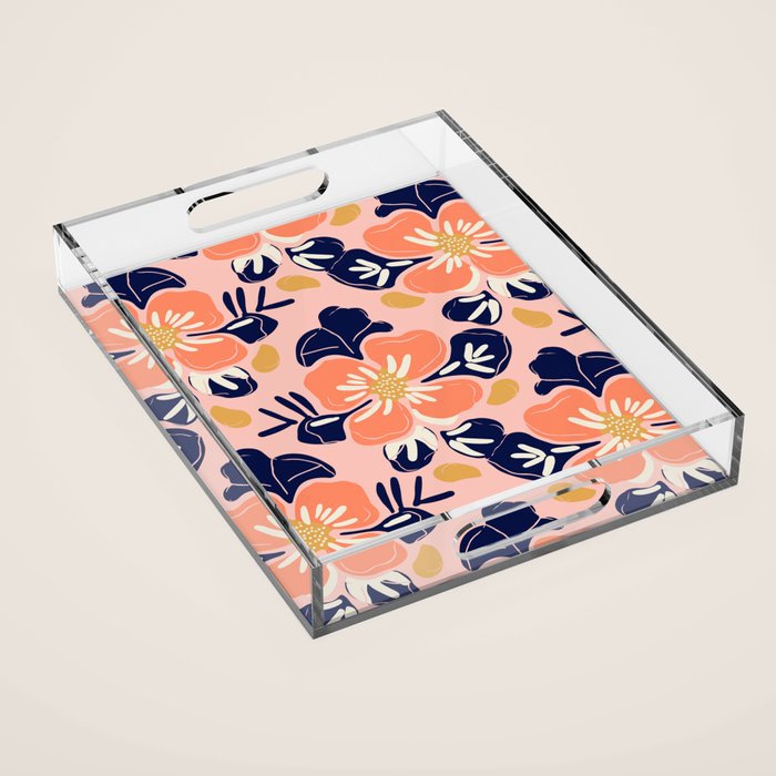 Vintage floral nature art pattern Acrylic Tray Gallery Image 1