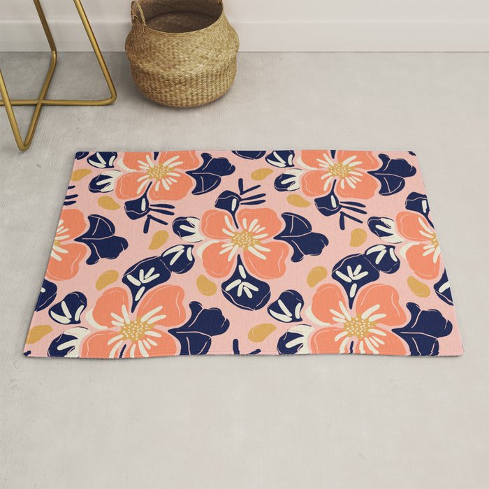 Vintage floral nature art pattern Rug Gallery Image 1