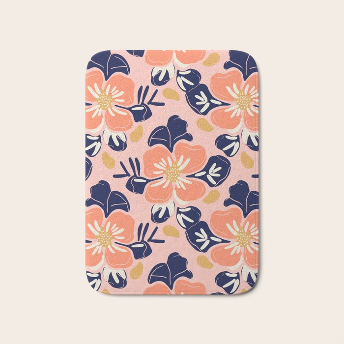 Vintage floral nature art pattern Bath Mat Gallery Image 1
