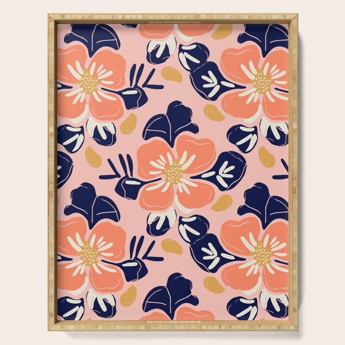 Vintage floral nature art pattern Serving Tray Gallery Image 1