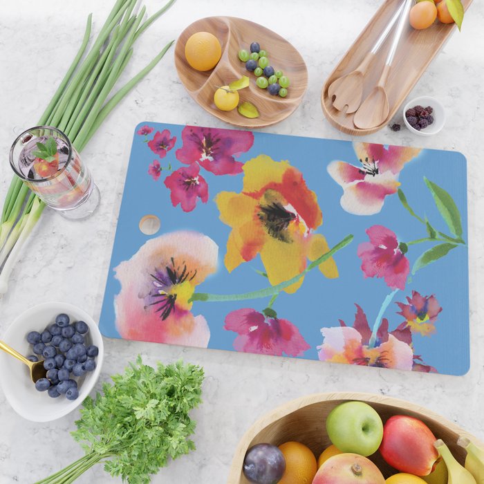 Poppies floral pinks Cutting Board Gallery Image 2