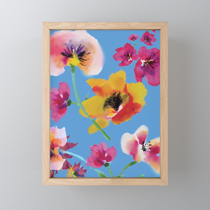 Poppies floral pinks Mini Art Print Gallery Image 1