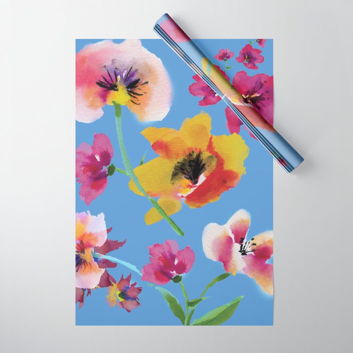 Poppies floral pinks Wrapping Paper Gallery Image 1