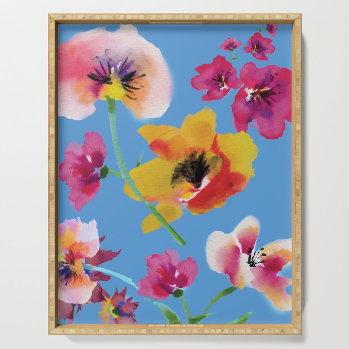 Poppies floral pinks Serving Tray Gallery Image 1