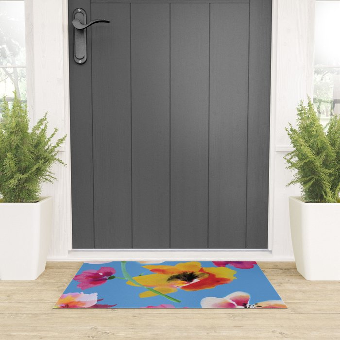 Poppies floral pinks Welcome Mat Gallery Image 3
