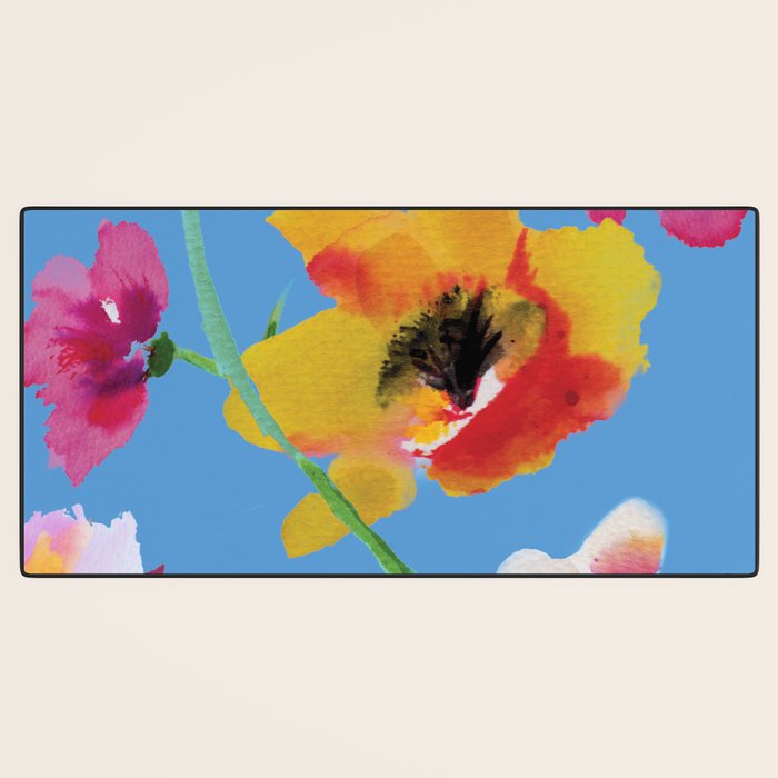 Poppies floral pinks Desk Mat Gallery Image 3