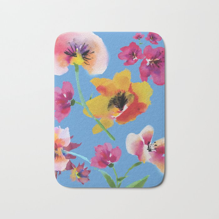 Poppies floral pinks Bath Mat Gallery Image 1