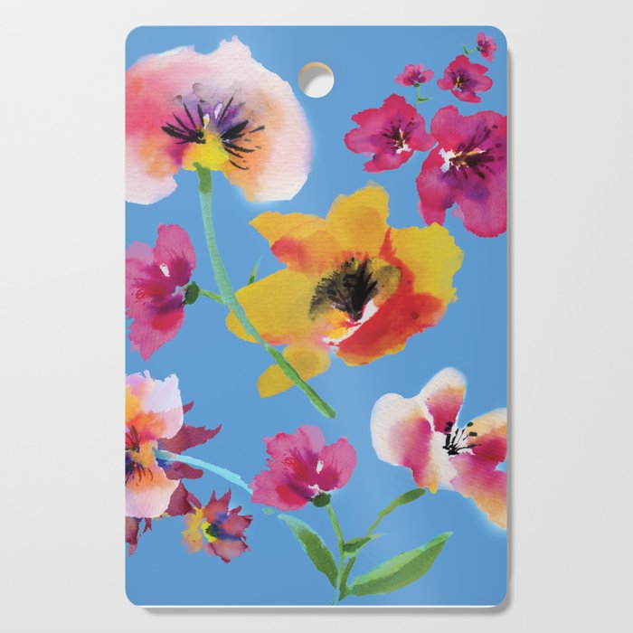 Poppies floral pinks Cutting Board Gallery Image 1