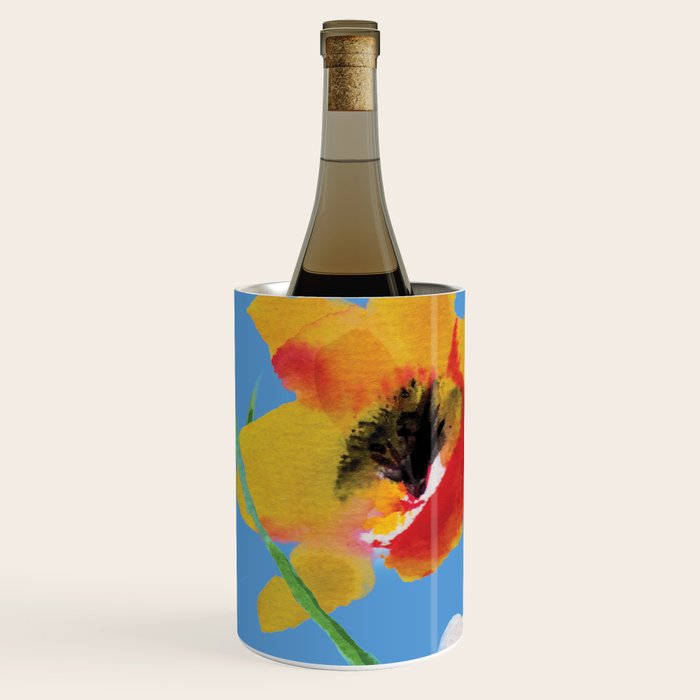 Poppies floral pinks Wine Chiller Gallery Image 1