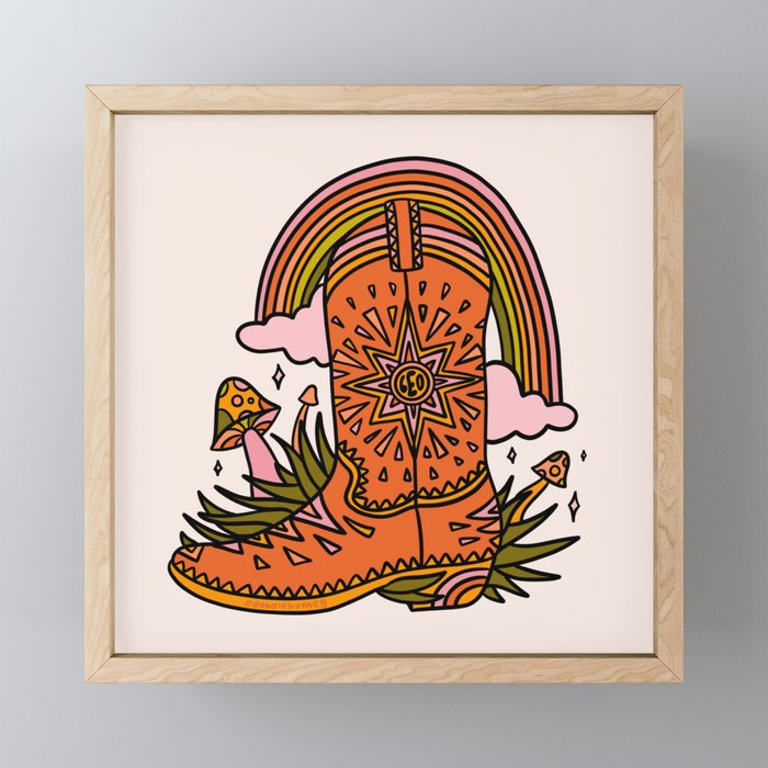 Leo Cowboy Boots Mini Art Print Gallery Image 1