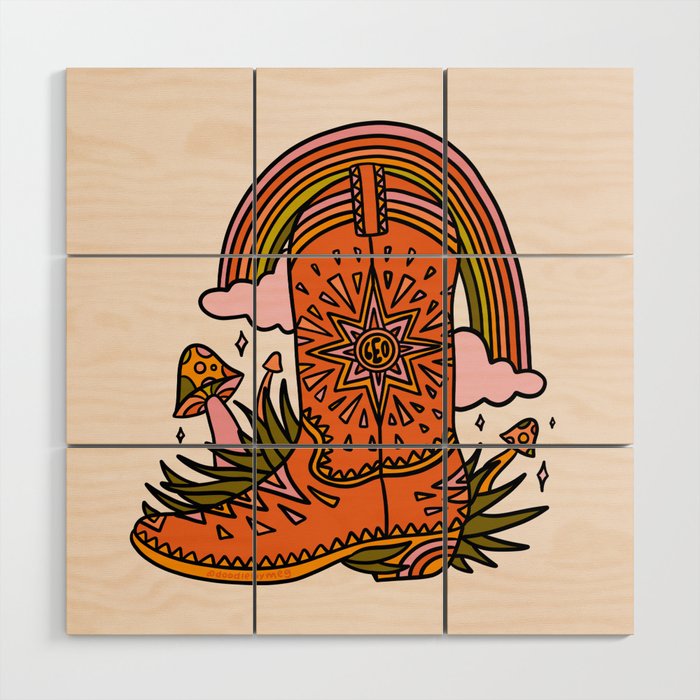 Leo Cowboy Boots Wood Wall Art Gallery Image 1