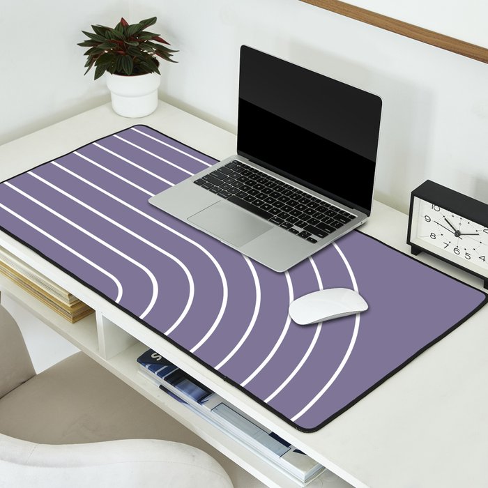 Minimal Arch XXXII Lavender Purple Modern Geometric Lines Desk Mat Gallery Image 2