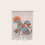 Porcelain Floral Dog - Blue & Coral Wall Hanging Gallery Image 1