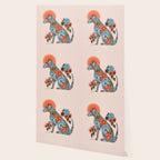 Porcelain Floral Dog - Blue & Coral Wallpaper Gallery Image 2