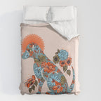 Porcelain Floral Dog - Blue & Coral Duvet Cover Gallery Image 6